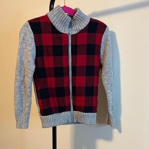 Cat & Jack Red and Black Plaid Kids Sweater